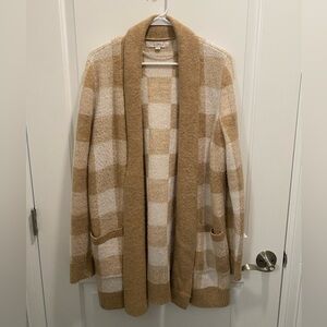Loft Tan and Cream Checkered Cardigan